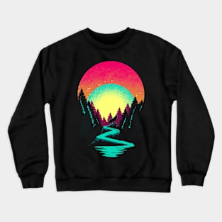 Forest Animal - Howling Wolf Vintage Pop Art Color Crewneck Sweatshirt